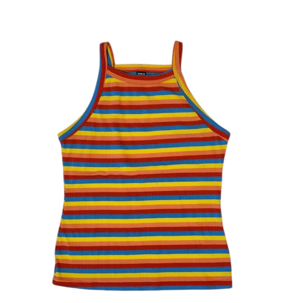 SHEIN Multicolor Ribbed Striped Racerback Tank Top - Picture 2 of 4